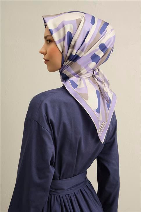 Armine Soyut Desenli Saf İpek Twill Eşarp 9303 87