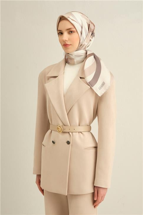 Armine Soyut Desenli Saf İpek Twill Eşarp 9328D 86