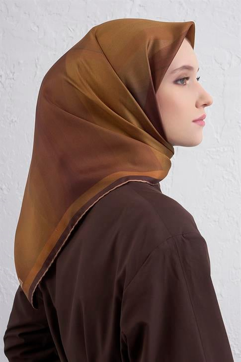 Armine Soyut Desenli Saf İpek Twill Eşarp 9436D 33