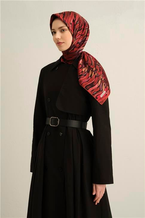 Armine Soyut Desenli Saf İpek Twill Eşarp 9335D 53