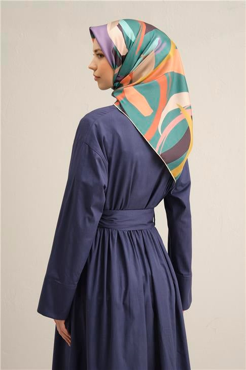 Armine Soyut Desenli Saf İpek Twill Eşarp 9328D 37