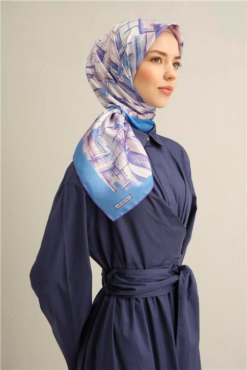 Armine Soyut Desenli Saf İpek Twill Eşarp 9350D 51