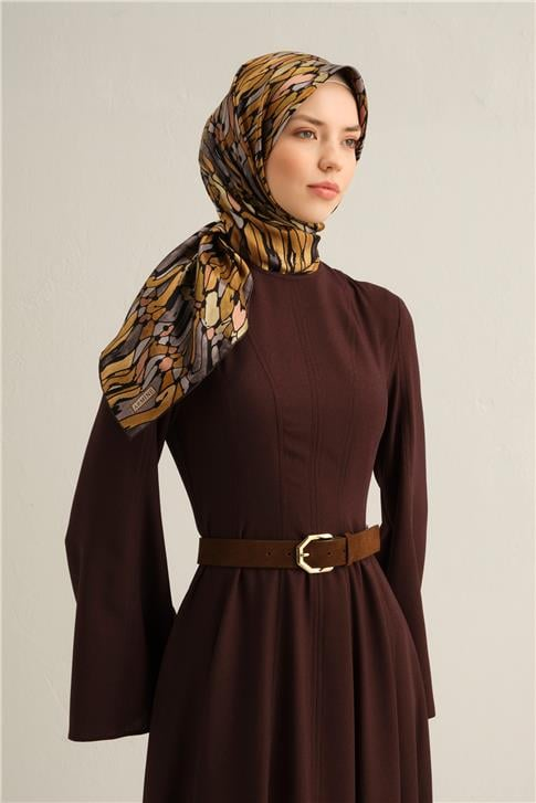 Armine Soyut Desenli Saf İpek Twill Eşarp 9335D 50