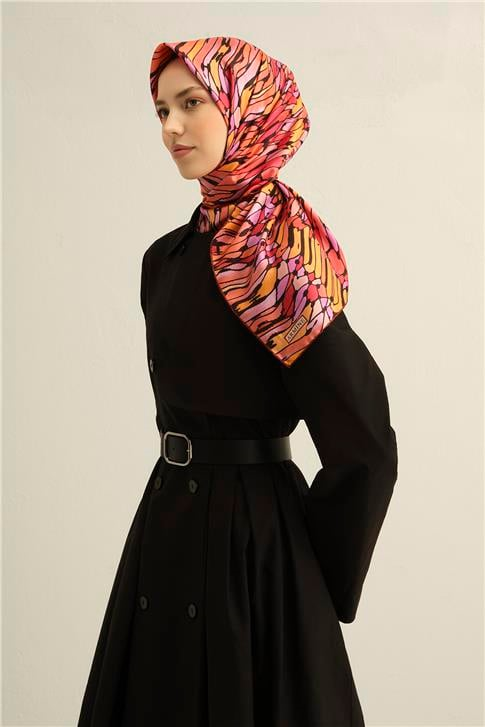 Armine Soyut Desenli Saf İpek Twill Eşarp 9335D 33