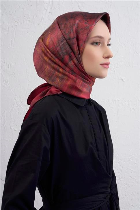 Armine Soyut Desenli Saf İpek Twill Eşarp 9420D 85