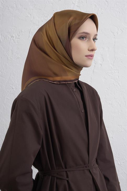 Armine Soyut Desenli Saf İpek Twill Eşarp 9311D 09