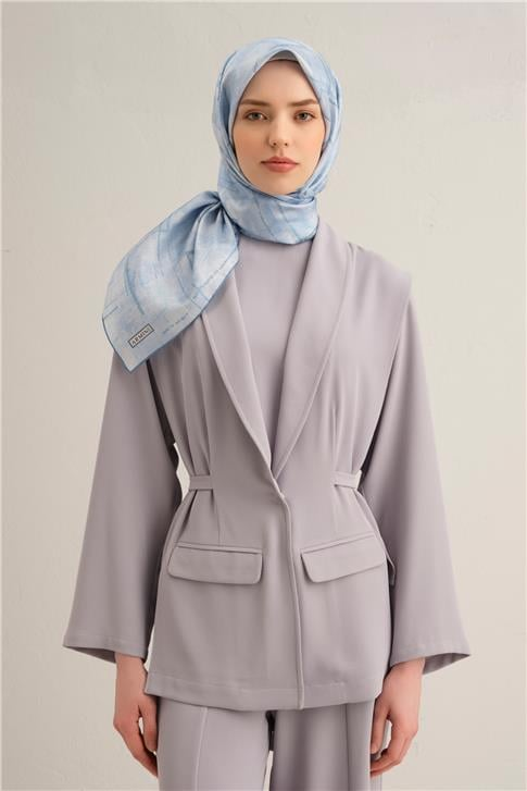 Armine Soyut Desenli Saf İpek Twill Eşarp 9339D 07