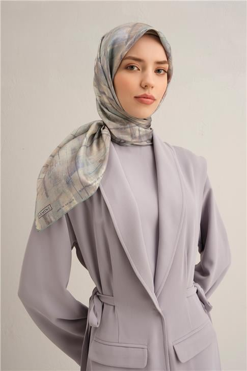 Armine Soyut Desenli Saf İpek Twill Eşarp 9339D 57