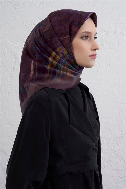 Armine Soyut Desenli Saf İpek Twill Eşarp 9420D 80