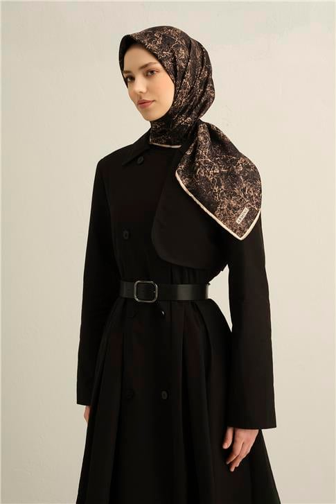 Armine Soyut Desenli Saf İpek Twill Eşarp 9311D 04
