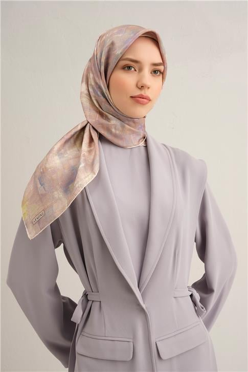 Armine Soyut Desenli Saf İpek Twill Eşarp 9339D 31