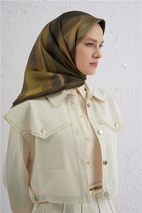 Armine Soyut Desenli Saf İpek Twill Eşarp 9436D 10