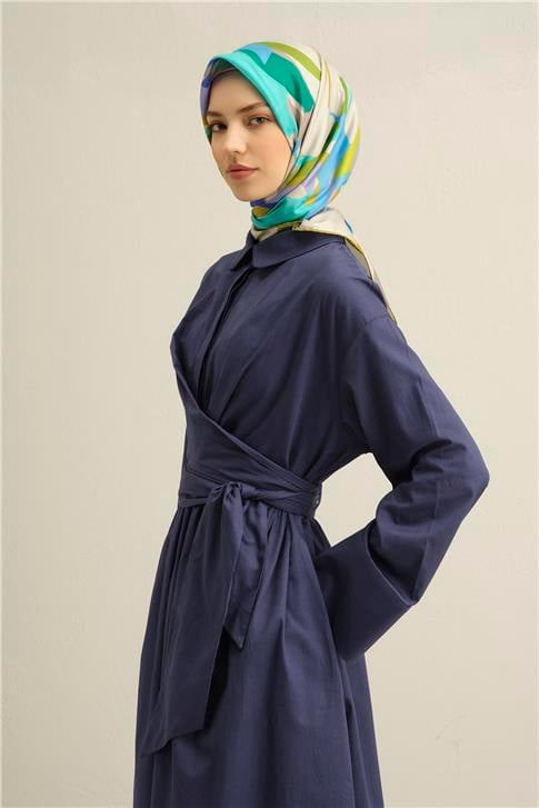 Armine Soyut Desenli Saf İpek Twill Eşarp 9328D 01