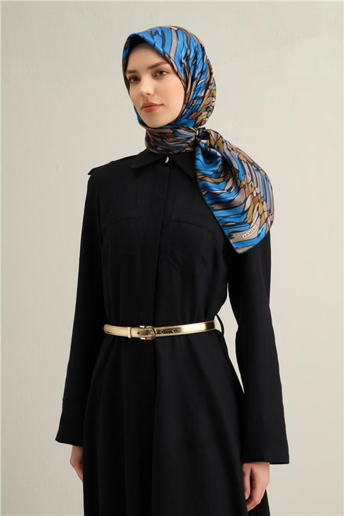 Armine Soyut Desenli Saf İpek Twill Eşarp 9335D 01