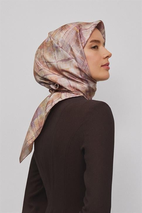 Armine Soyut Desenli Saf İpek Twill Eşarp 9339D 58
