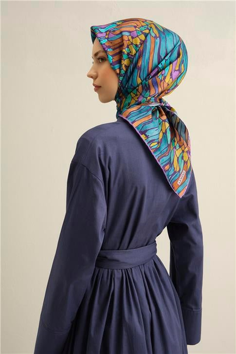 Armine Soyut Desenli Saf İpek Twill Eşarp 9335D 85