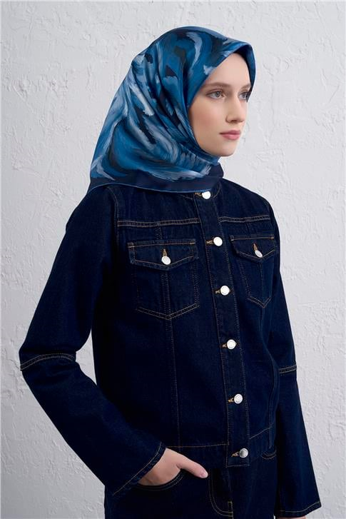 Armine Soyut Desenli Saf İpek Twill Eşarp 9423D 54