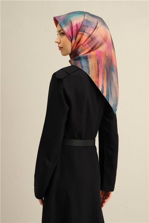 Armine Soyut Desenli Saf İpek Twill Eşarp 9308D 01