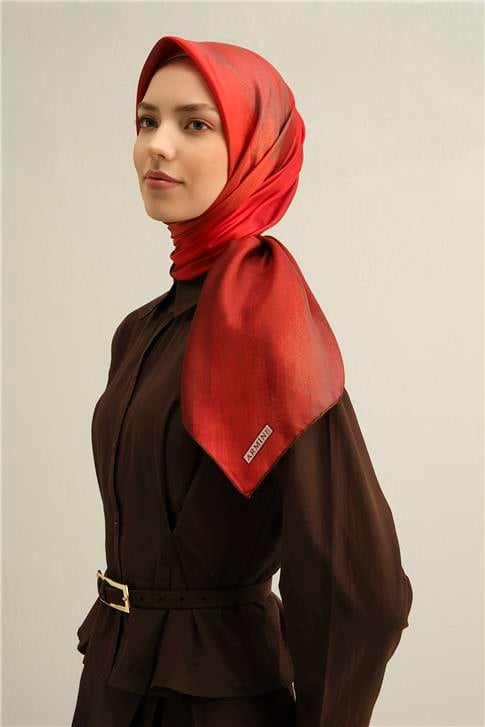 Armine Soyut Desenli Saf İpek Twill Eşarp 9308D 34