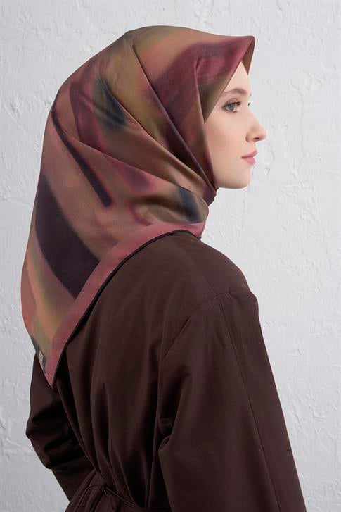 Armine Soyut Desenli Saf İpek Twill Eşarp 9436D 31