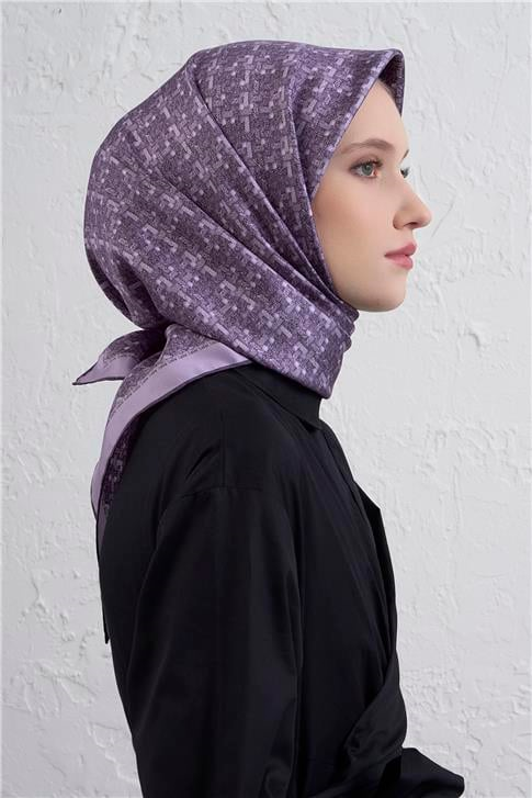 Armine Soyut Desenli Saf İpek Twill Eşarp 9405D 05