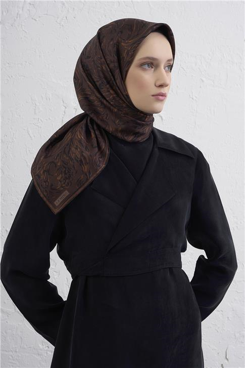 Armine Soyut Desenli Saf İpek Twill Eşarp 9431D 80
