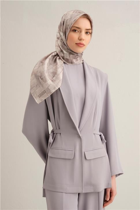Armine Soyut Desenli Saf İpek Twill Eşarp 9339D 81