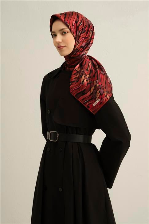 Armine Soyut Desenli Saf İpek Twill Eşarp 9335D 53