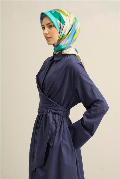 Armine Soyut Desenli Saf İpek Twill Eşarp 9328D 01