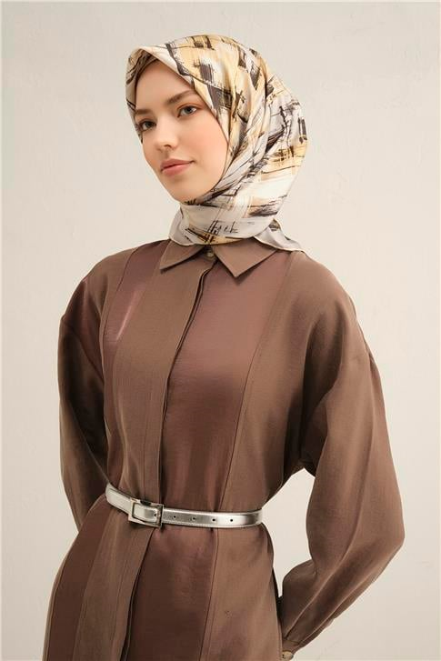 Armine Soyut Desenli Saf İpek Twill Eşarp 9350D 31
