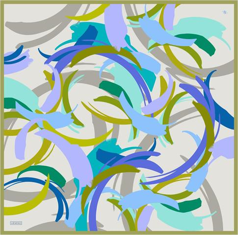 Armine Soyut Desenli Saf İpek Twill Eşarp 9328D 01