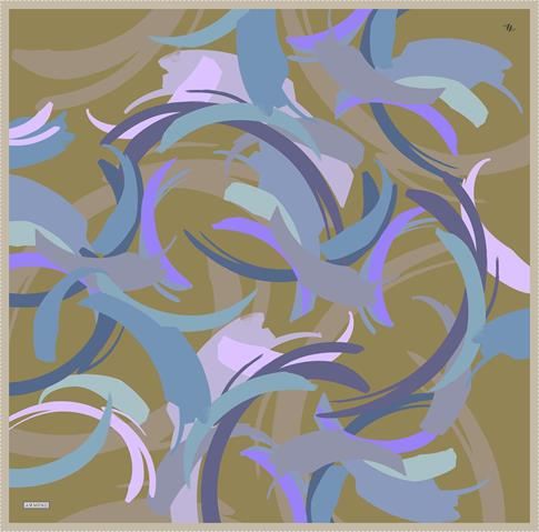 Armine Soyut Desenli Saf İpek Twill Eşarp 9328D 31