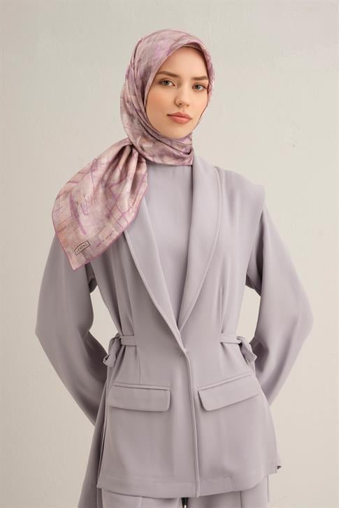 Armine Soyut Desenli Saf İpek Twill Eşarp 9339D 53