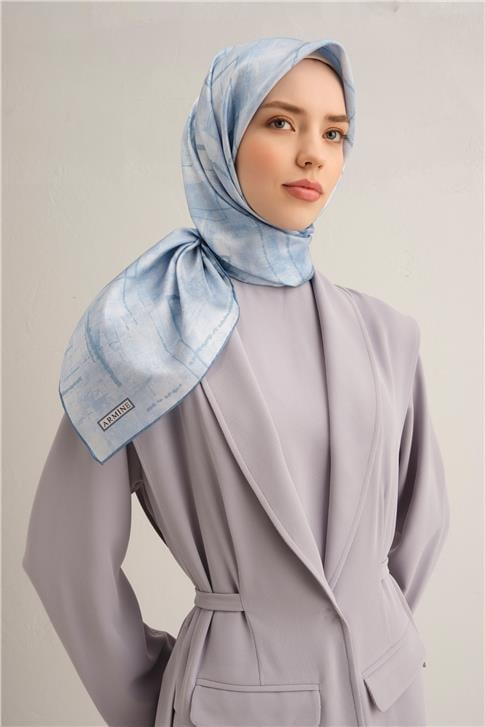 Armine Soyut Desenli Saf İpek Twill Eşarp 9339D 07
