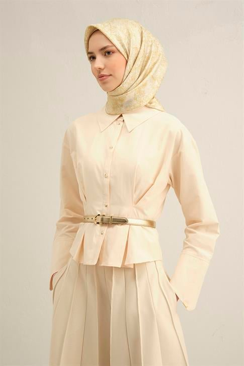 Armine Soyut Desenli Saf İpek Twill Eşarp 9311D 07