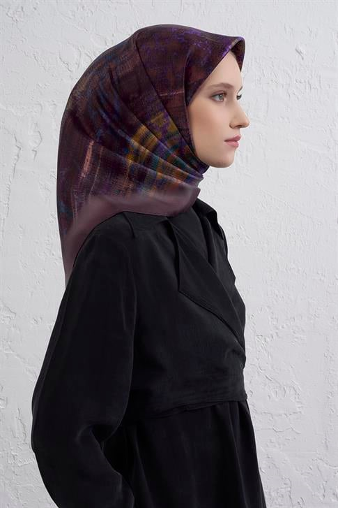 Armine Soyut Desenli Saf İpek Twill Eşarp 9420D 80