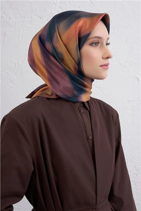 Armine Soyut Desenli Saf İpek Twill Eşarp 9436D 82