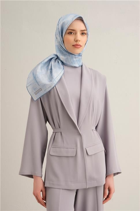 Armine Soyut Desenli Saf İpek Twill Eşarp 9339D 07