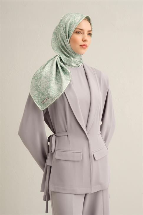 Armine Soyut Desenli Saf İpek Twill Eşarp 9311D 87