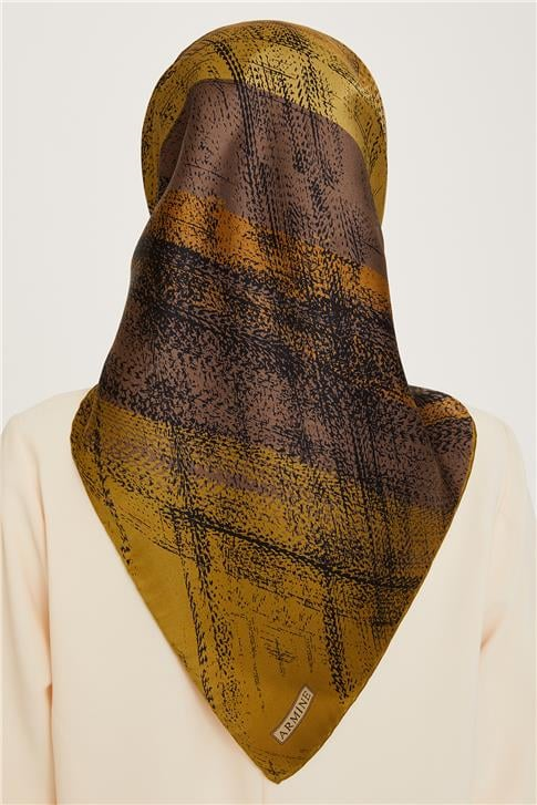 Armine Soyut Desenli Sura Saf İpek Eşarp 9236D 54