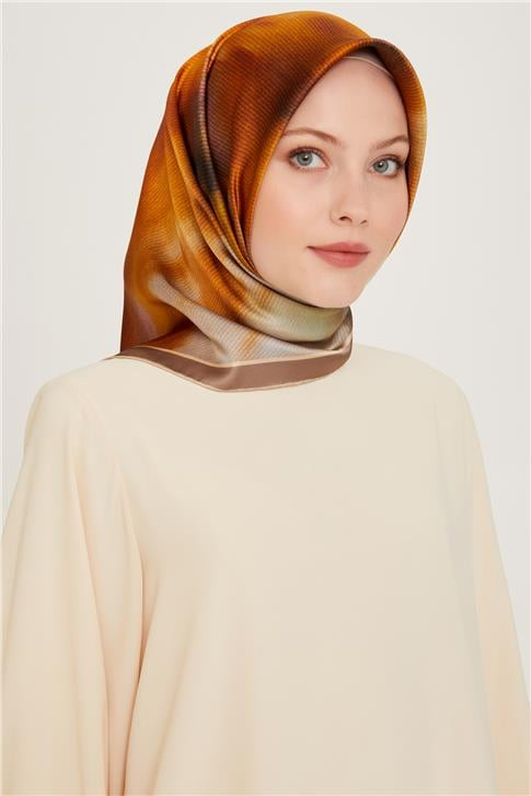 Armine Soyut Desenli Sura Saf İpek Eşarp 9233D 31