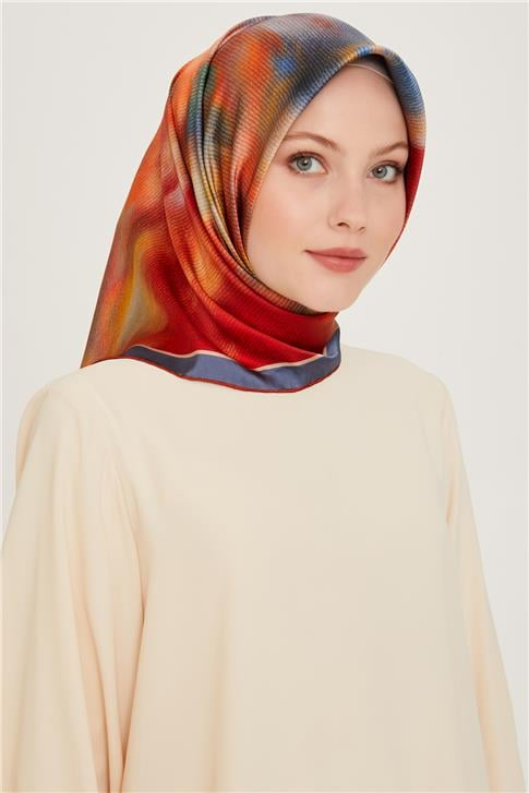 Armine Soyut Desenli Sura Saf İpek Eşarp 9233D 80