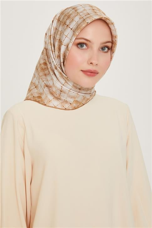 Armine Soyut Desenli Sura Saf İpek Eşarp 9259D 86