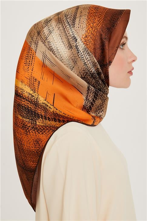 Armine Soyut Desenli Sura Saf İpek Eşarp 9236D 31