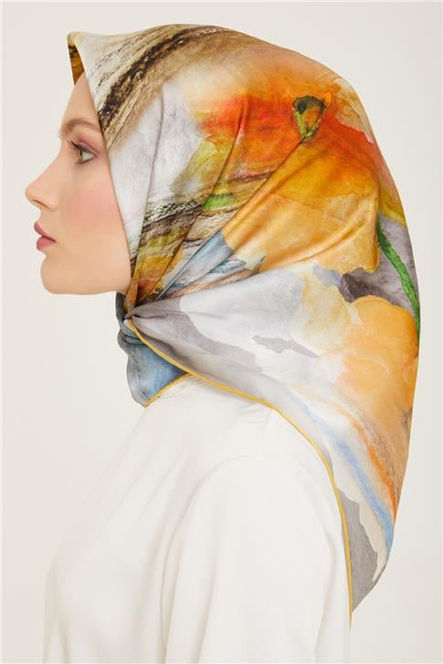 Armine Soyut Desenli Twill İpek Eşarp 24Ya9102 52 36