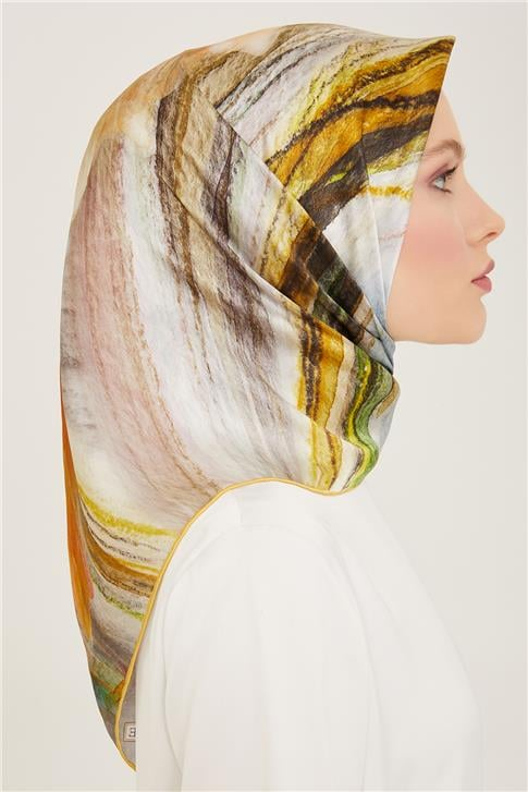 Armine Soyut Desenli Twill İpek Eşarp 24Ya9102 52 36