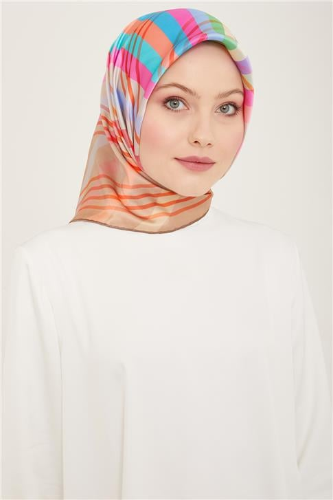 Armine Soyut Desenli Twill İpek Eşarp 24Ya9107 50 05
