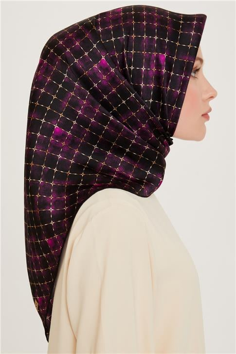 Armine Soyut Desenli Twill Saf İpek Eşarp 9259D 01 32