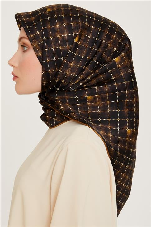 Armine Soyut Desenli Twill Saf İpek Eşarp 9259D 01 31