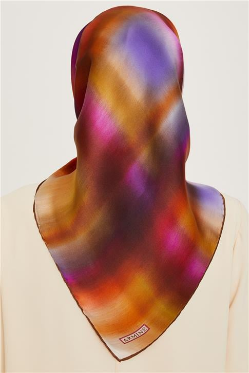 Armine Soyut Desenli Twill Saf İpek Eşarp 9229D 02